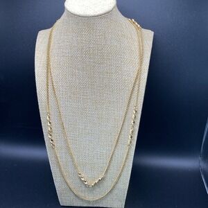 Vendome Gold Tone Necklace Vintage Long Twist Bar Link Chain 52"
